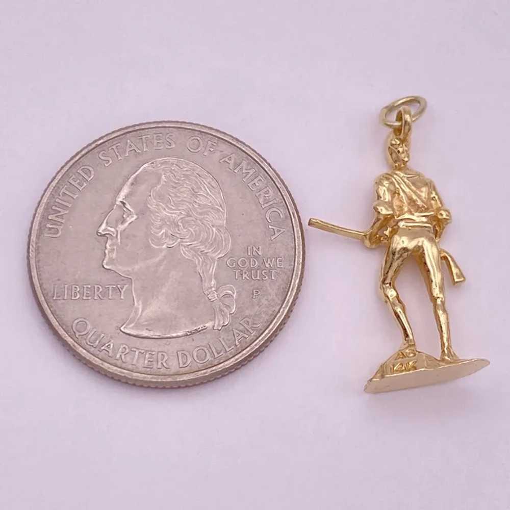 Minuteman Soldier Charm 14K Gold Reversible Three… - image 2