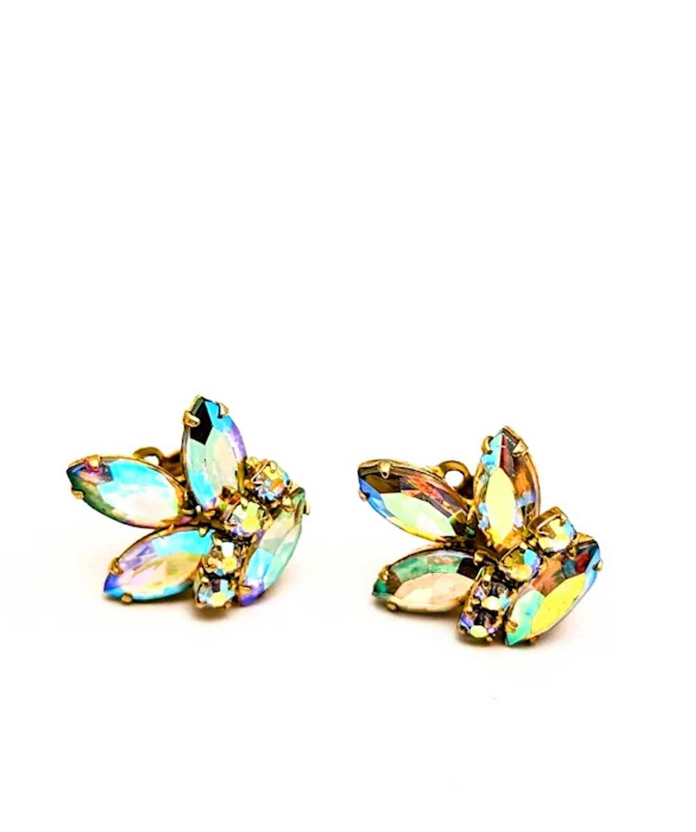 Iridescent AB Rhinestone Clip On Earrings - image 4