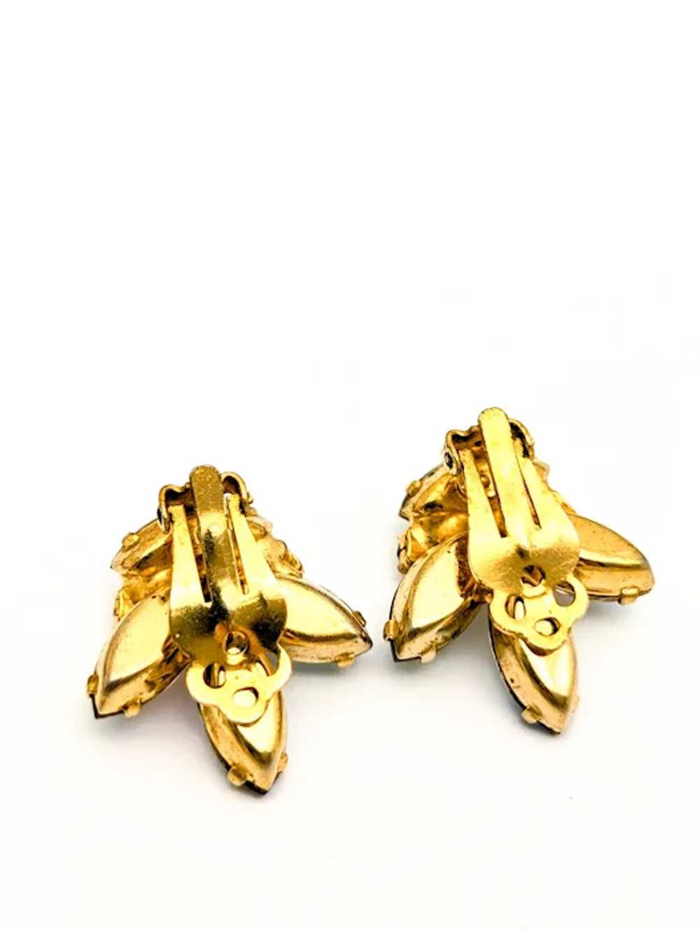 Iridescent AB Rhinestone Clip On Earrings - image 5