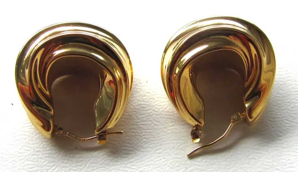 Vintage Italian 14K Gold Large Hoop Earrings 20th… - image 5