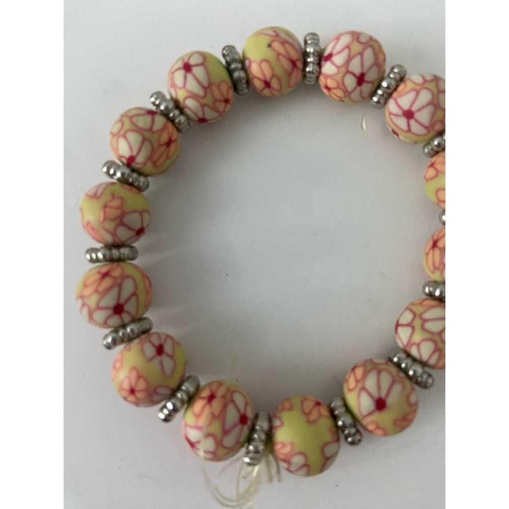 Handmade Handmade flower fimo clay bead bracelet - image 2