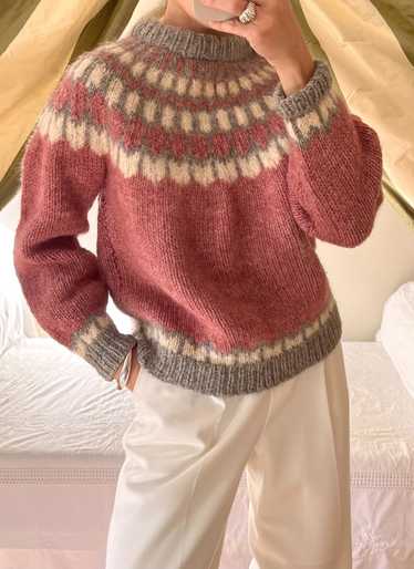 Vintage Hand Knit Patterned Wool Sweater