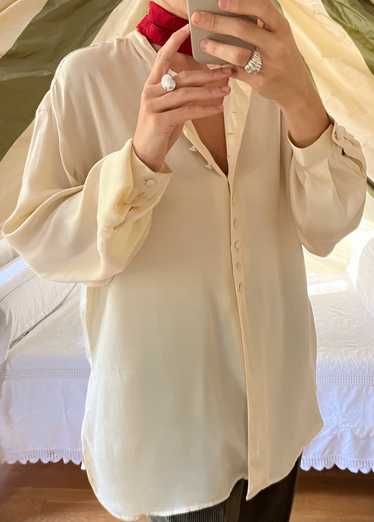 Vintage Ivory Pure Liquid Silk Button up