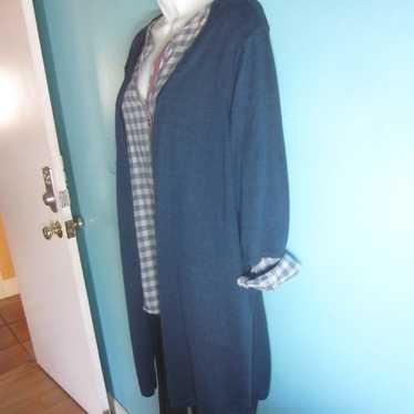 Eileen Fisher Long Blue Linen Cardigan J Jill Size