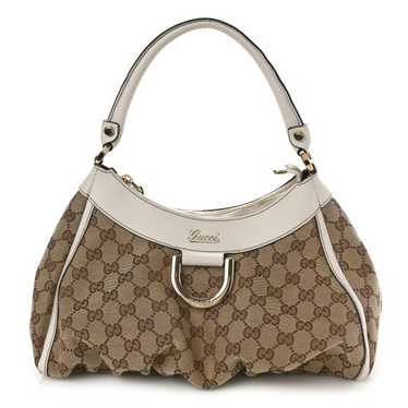 GUCCI Monogram Medium D Gold Ring Hobo White