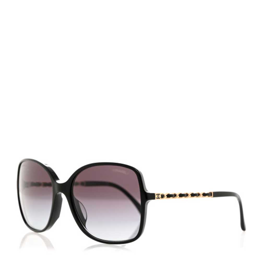 CHANEL Lambskin Square Chain Sunglasses 5210-Q Bl… - image 1