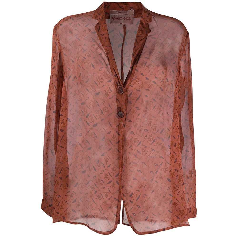 Romeo Gigli Brown Silk Blouse - '90s - image 1