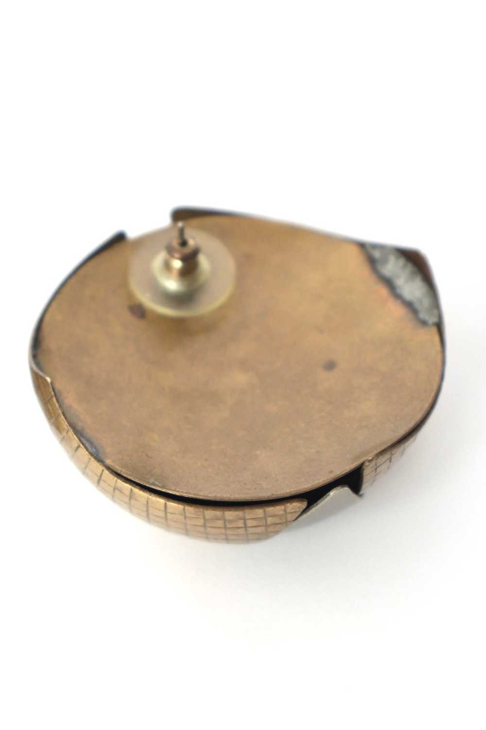 Brutalist Brass Dome Earrings - image 3