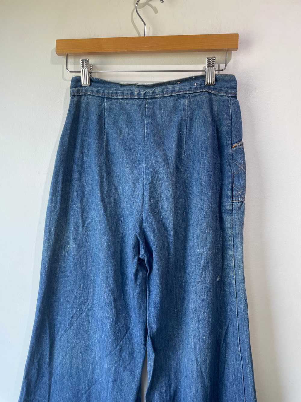 Vintage Bleach Stained Blue Wide Leg Jeans - image 10