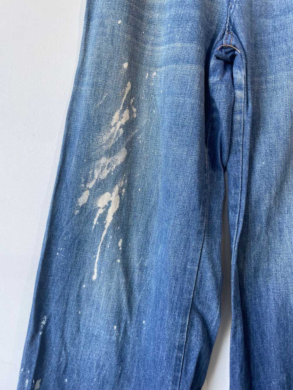 Vintage Bleach Stained Blue Wide Leg Jeans - image 6