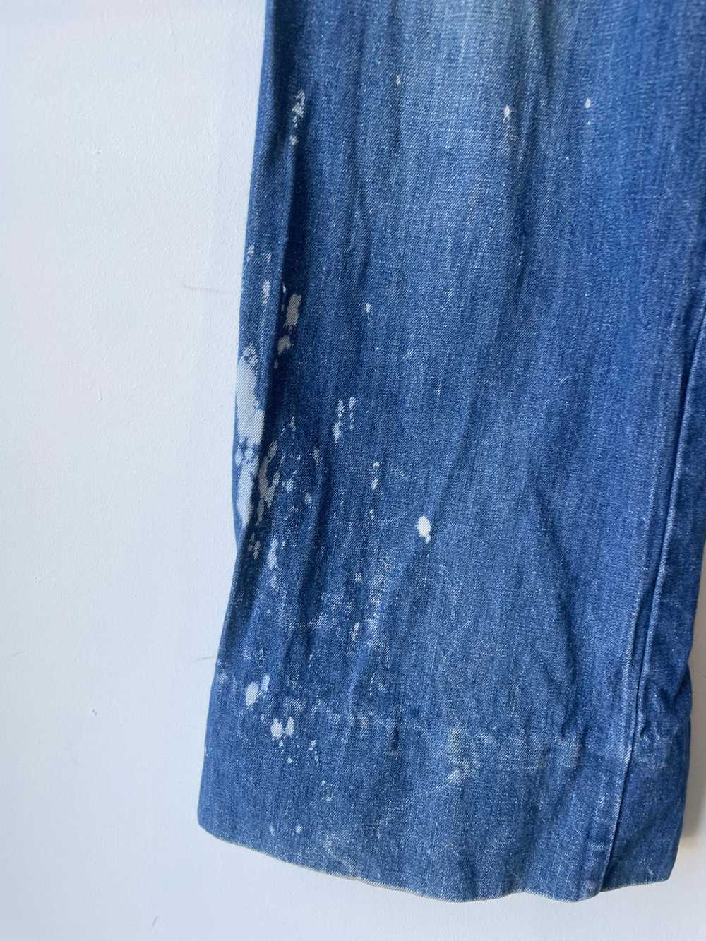 Vintage Bleach Stained Blue Wide Leg Jeans - image 7