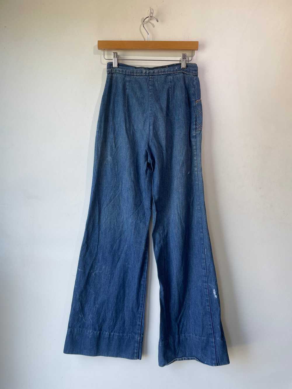 Vintage Bleach Stained Blue Wide Leg Jeans - image 8