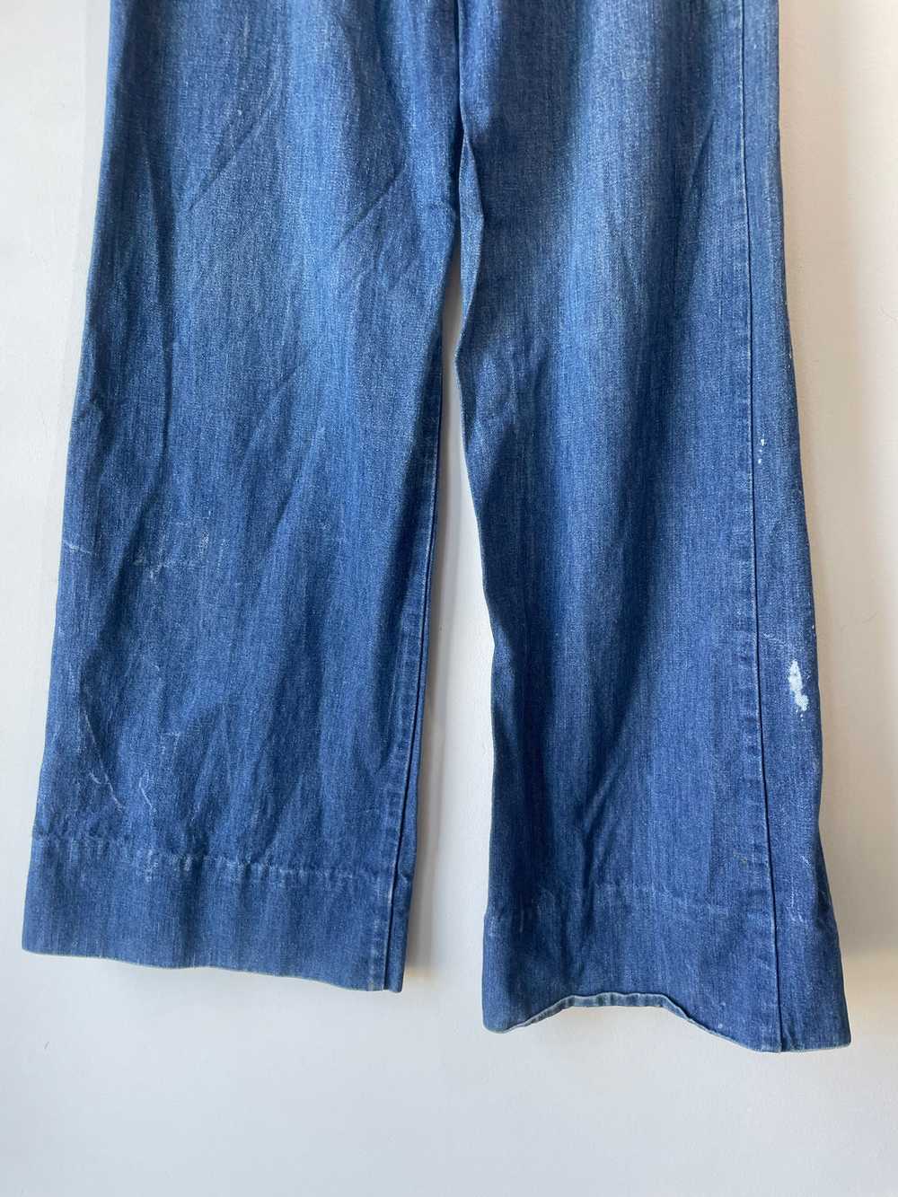 Vintage Bleach Stained Blue Wide Leg Jeans - image 9