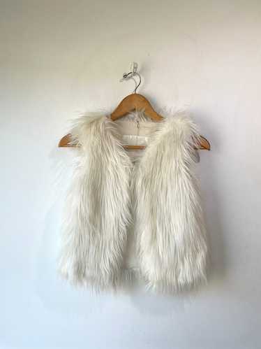 White Shaggy Faux Fur Shrug Vest