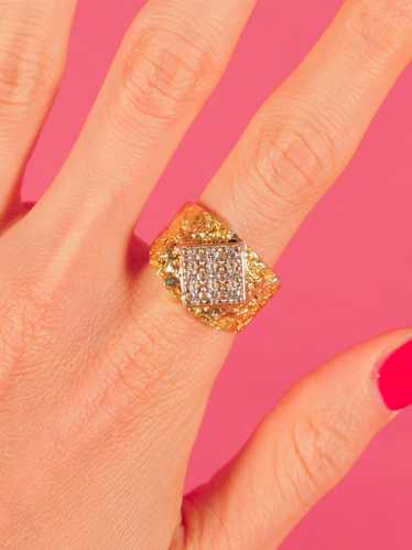 14k Gold Diamond Set Nugget Ring