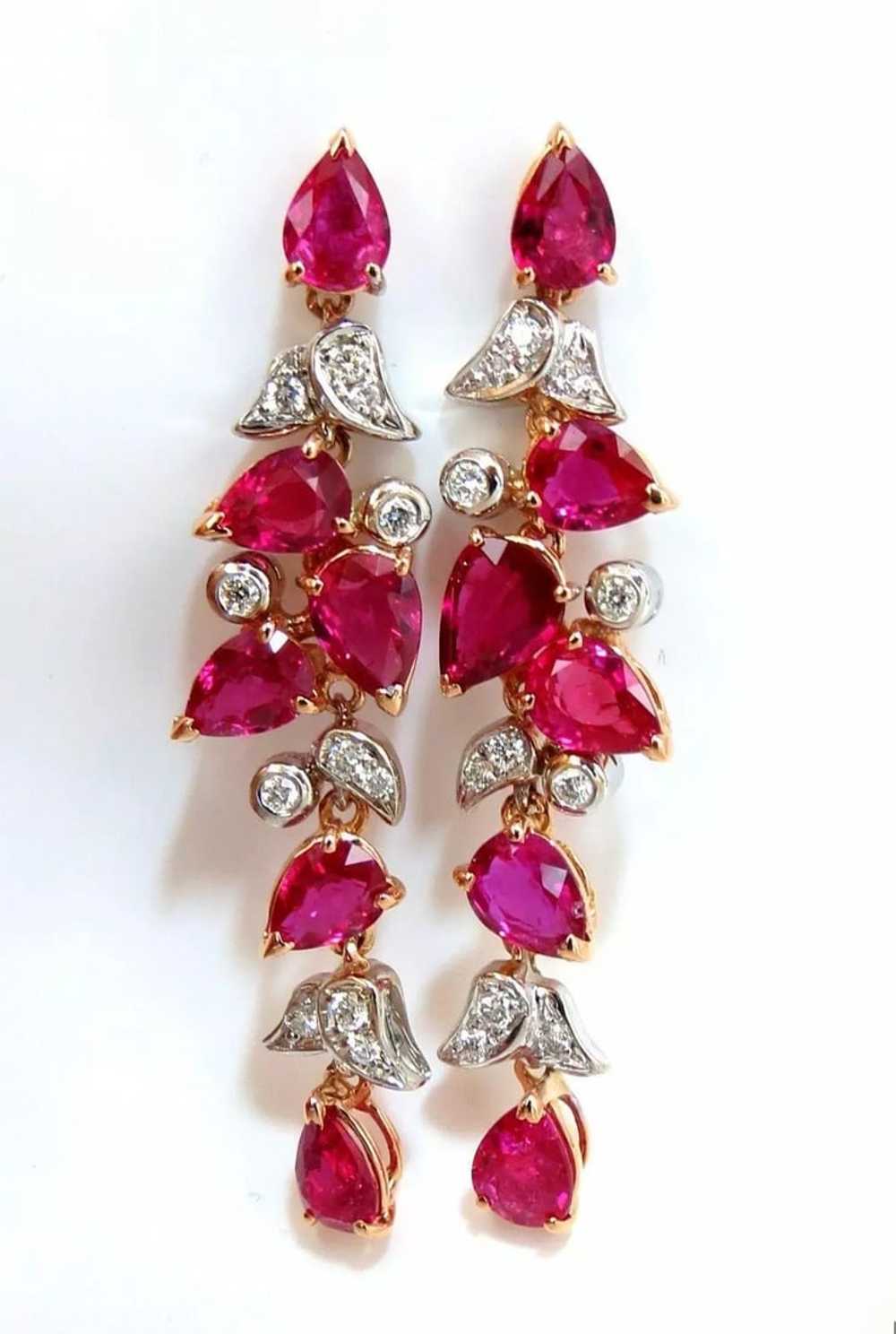 10.88ct Natural Red No Heat Ruby Diamond Dangle E… - image 4