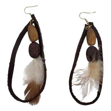 Non Signé / Unsigned Leather earrings - image 1