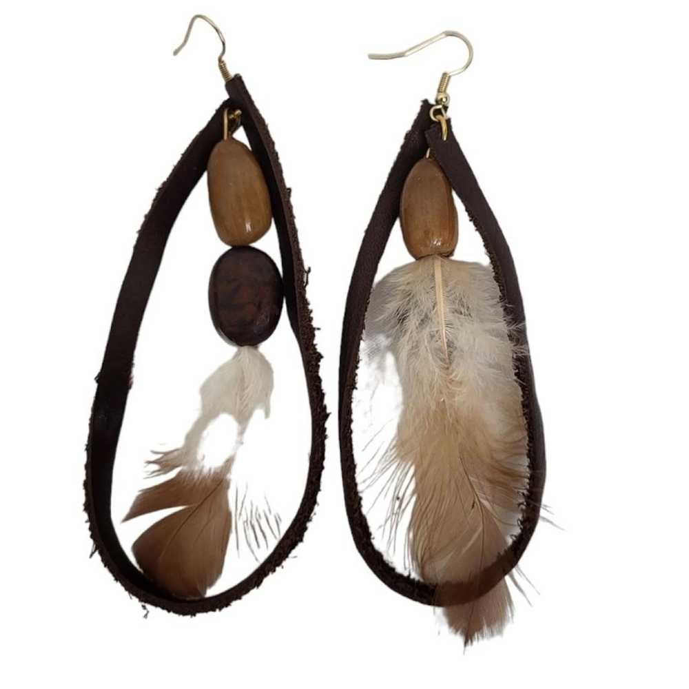 Non Signé / Unsigned Leather earrings - image 2