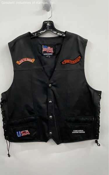 Leather USA Black Biker Vest - Size 2xl