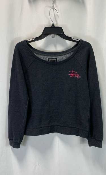 Stussy Womens Black Long Sleeve Crew Neck Cropped 