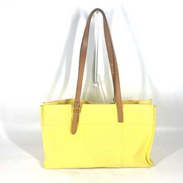 HERMES Shoulder Bag Leather / canvas yellow Etrivi