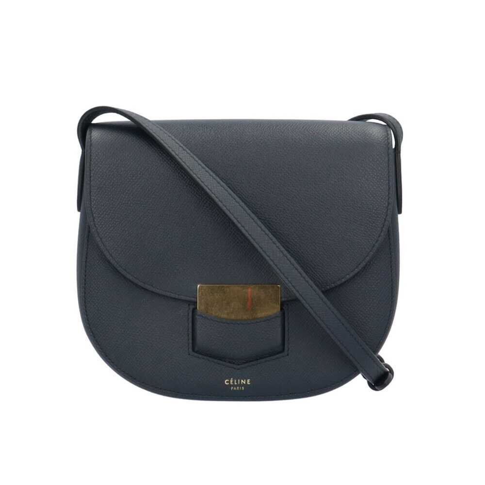 Celine Celine Trotter Shoulder Bag Leather Navy W… - image 1