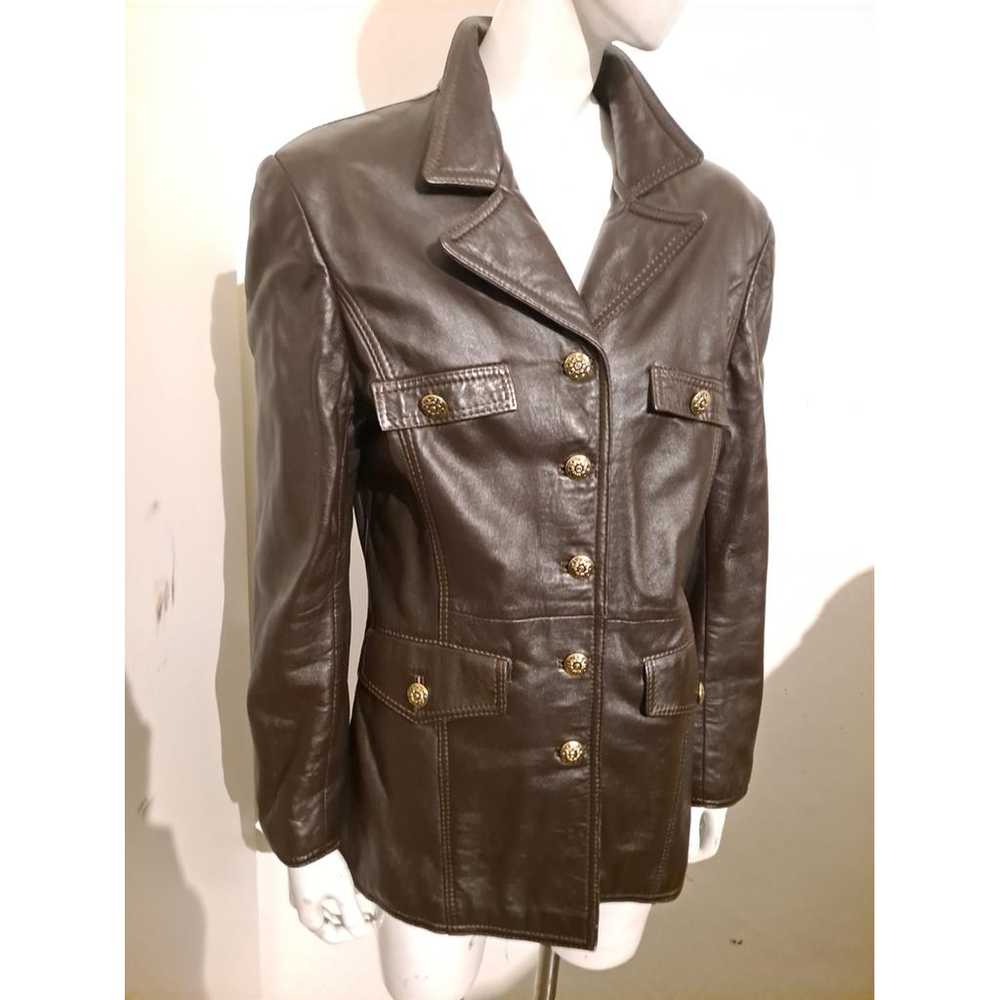 Non Signé / Unsigned Leather biker jacket - image 3