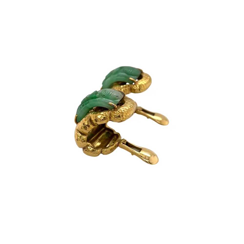 David Webb 18K Yellow Gold Jade Earring - image 2