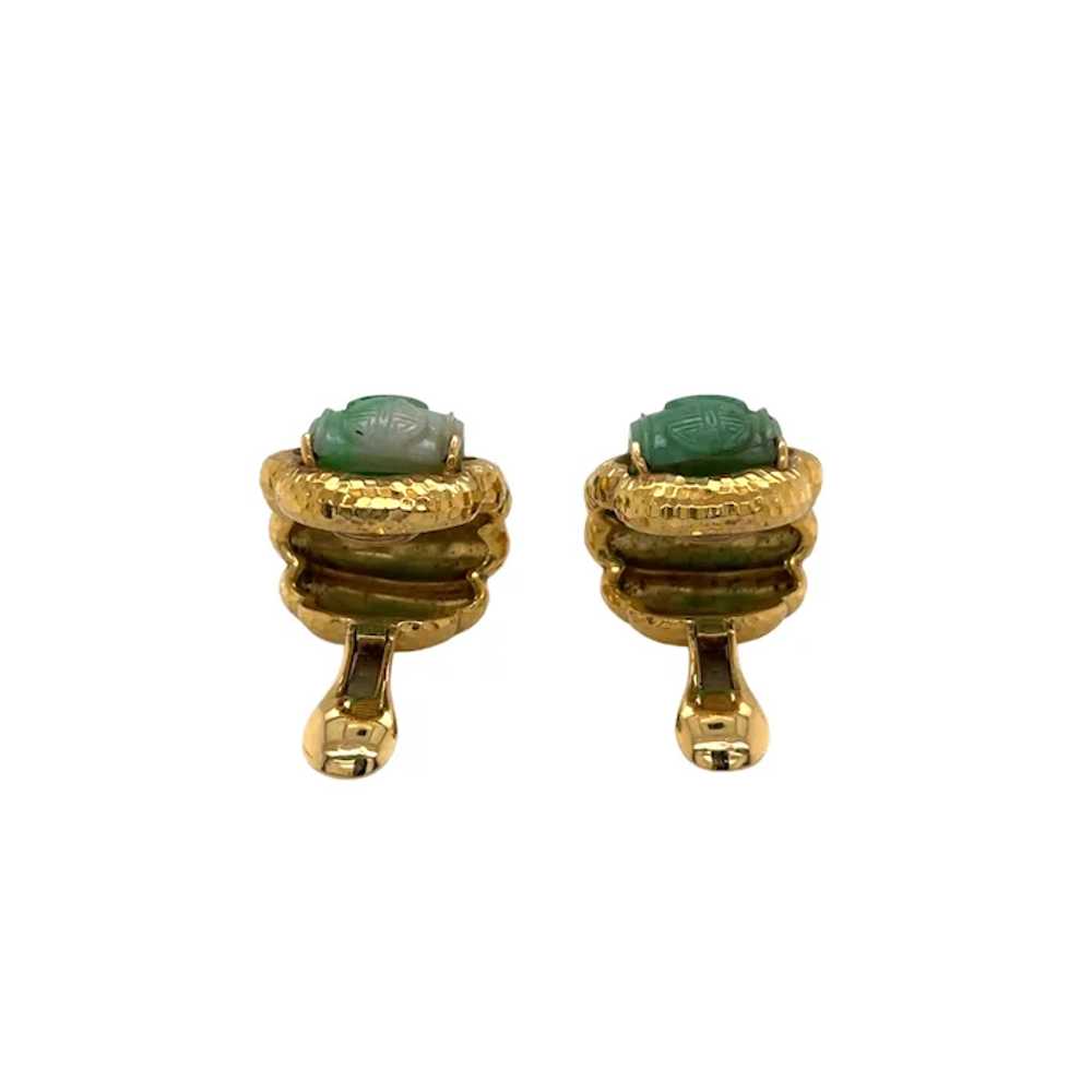 David Webb 18K Yellow Gold Jade Earring - image 3