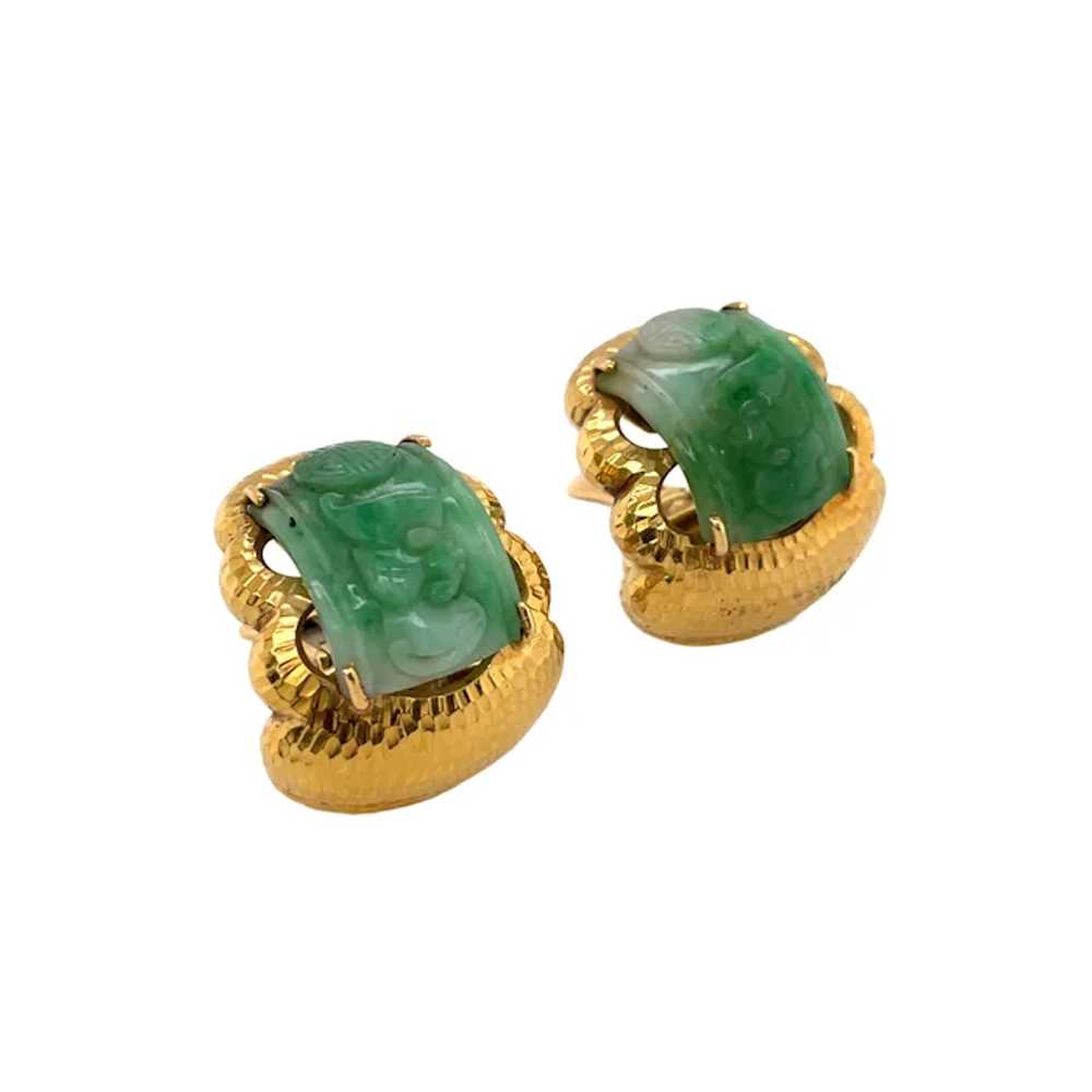 David Webb 18K Yellow Gold Jade Earring - image 4