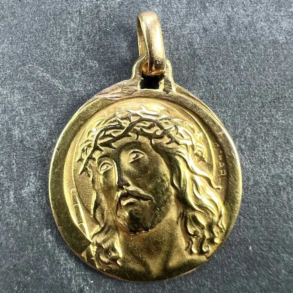 French Charl 18K Yellow Gold Jesus Christ Crown o… - image 2