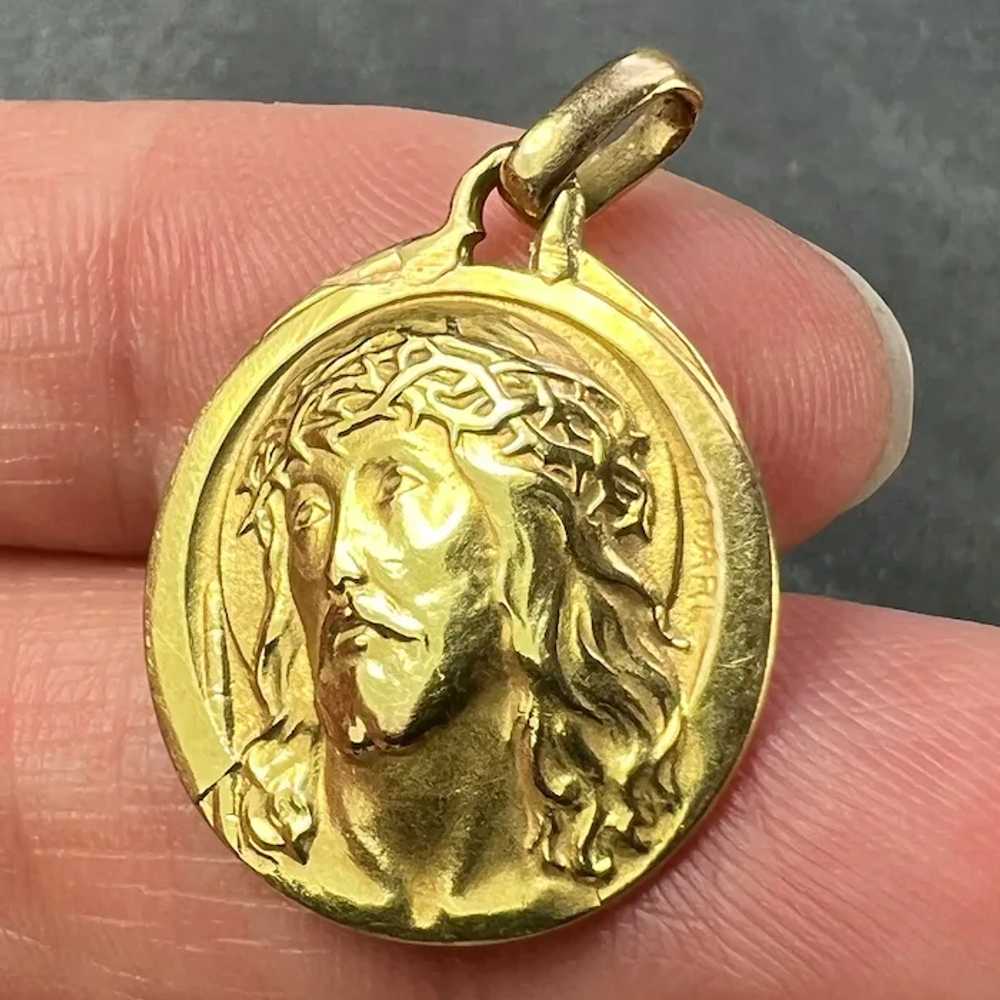 French Charl 18K Yellow Gold Jesus Christ Crown o… - image 6