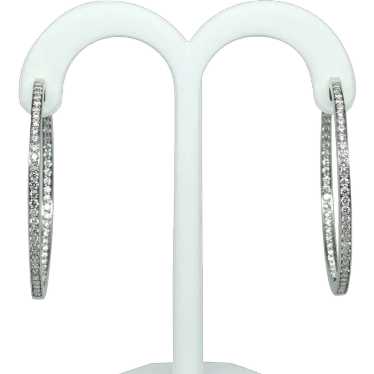 3.5ctw Diamond Inside Out 2" Hoops 14k White Gold… - image 1