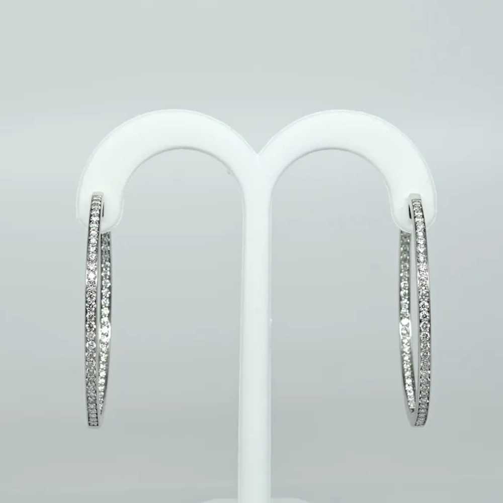 3.5ctw Diamond Inside Out 2" Hoops 14k White Gold… - image 2