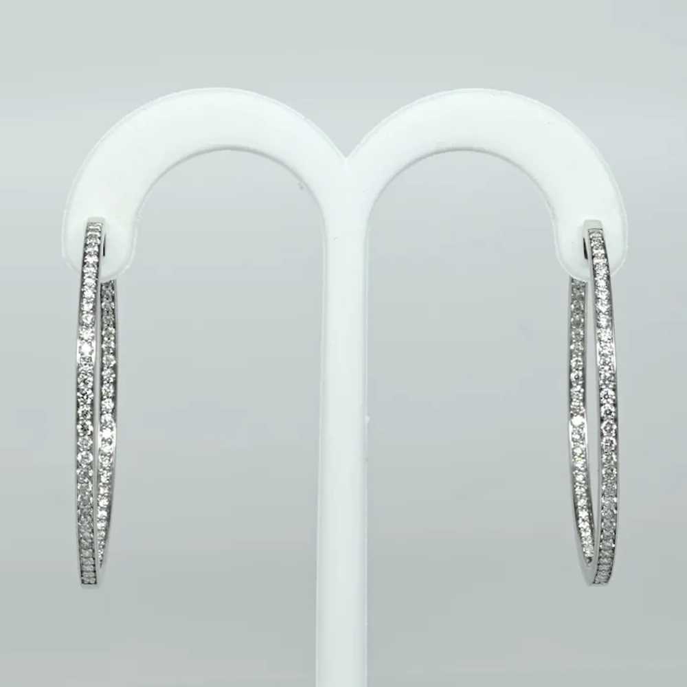 3.5ctw Diamond Inside Out 2" Hoops 14k White Gold… - image 3