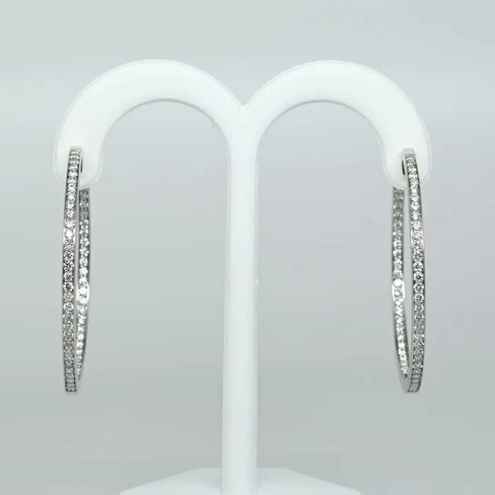 3.5ctw Diamond Inside Out 2" Hoops 14k White Gold… - image 4