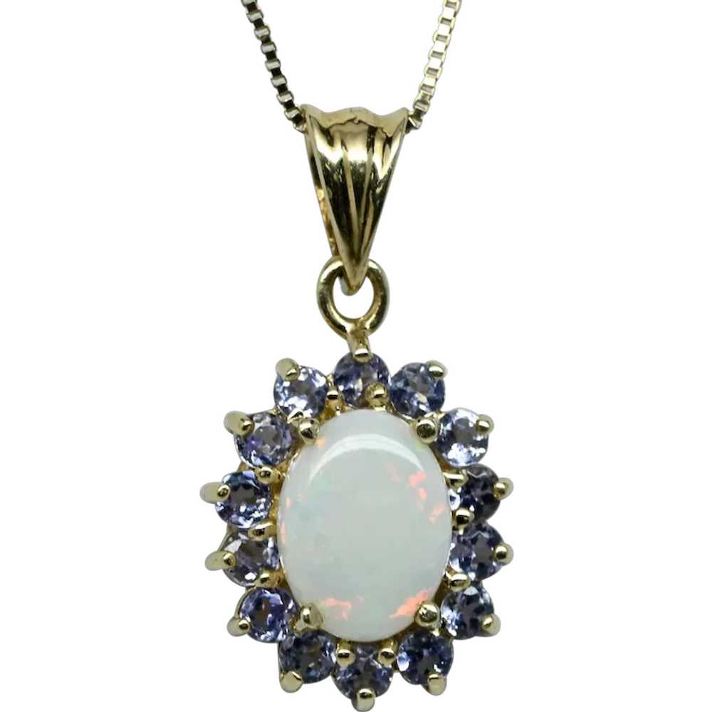 Opal & Tanzanite Yellow Gold Pendant - image 1