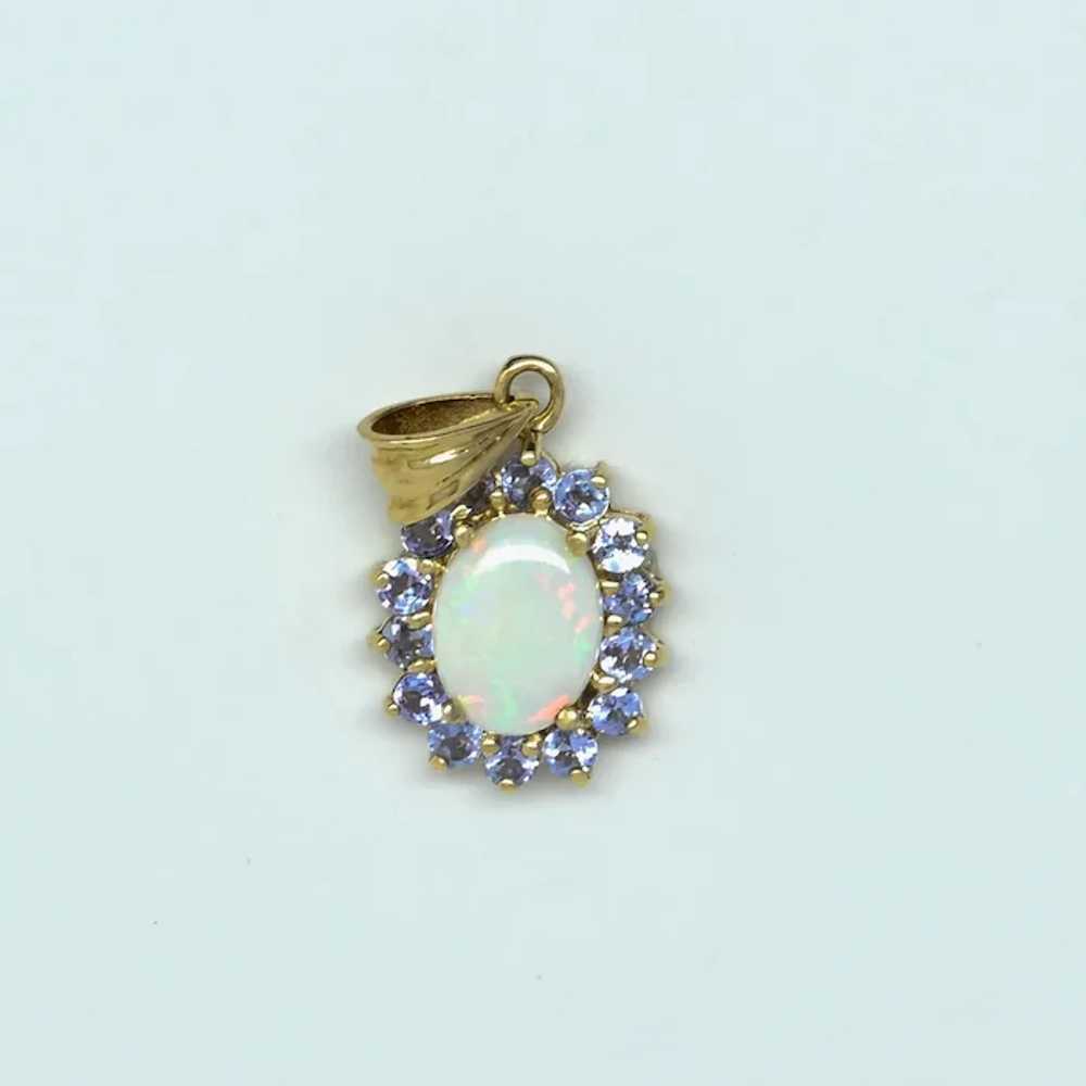 Opal & Tanzanite Yellow Gold Pendant - image 2