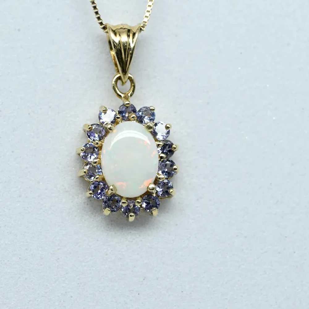 Opal & Tanzanite Yellow Gold Pendant - image 4