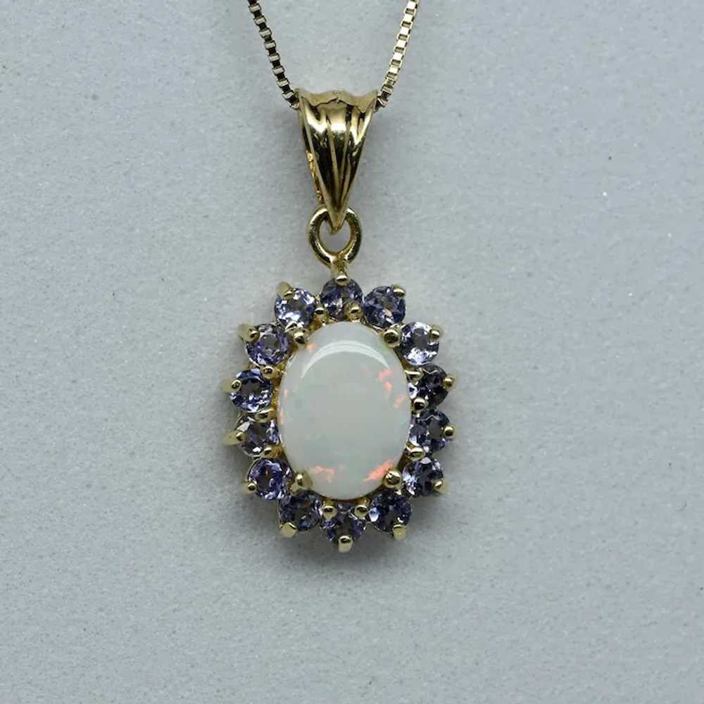 Opal & Tanzanite Yellow Gold Pendant - image 5