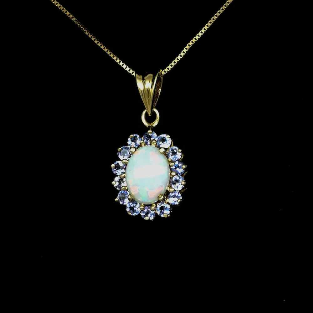 Opal & Tanzanite Yellow Gold Pendant - image 6