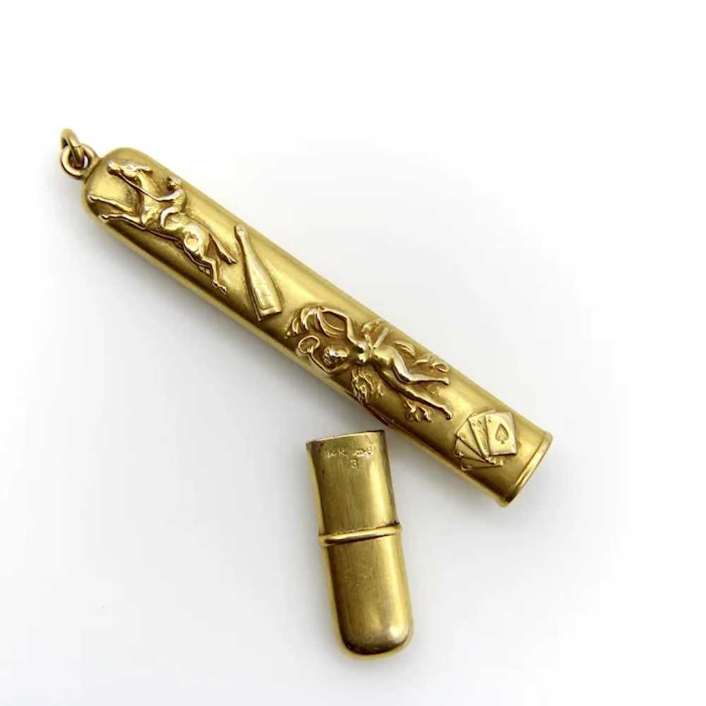 Edwardian 14K Gold Four Vices Pencil Case - image 5