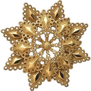 Monet Large, Gold Plated Sunburst Brooch