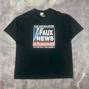 Hanes × Streetwear × Vintage 2003 Black Faux News… - image 1