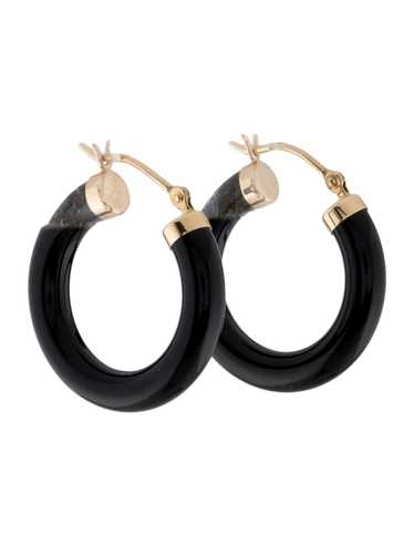 Jewelmak 14K Yellow Gold Featuring Fancy Cut Onyx… - image 1