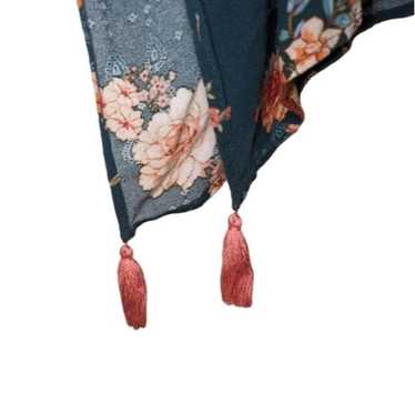 Knox Rose Women Green Floral Kimono Cardigan Tass… - image 1