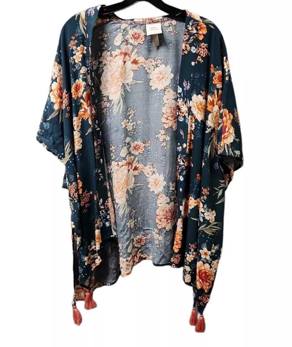 Knox Rose Women Green Floral Kimono Cardigan Tass… - image 3