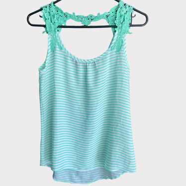 Maurices Womens XS Striped Lace Sleeveless Top Gr… - image 1