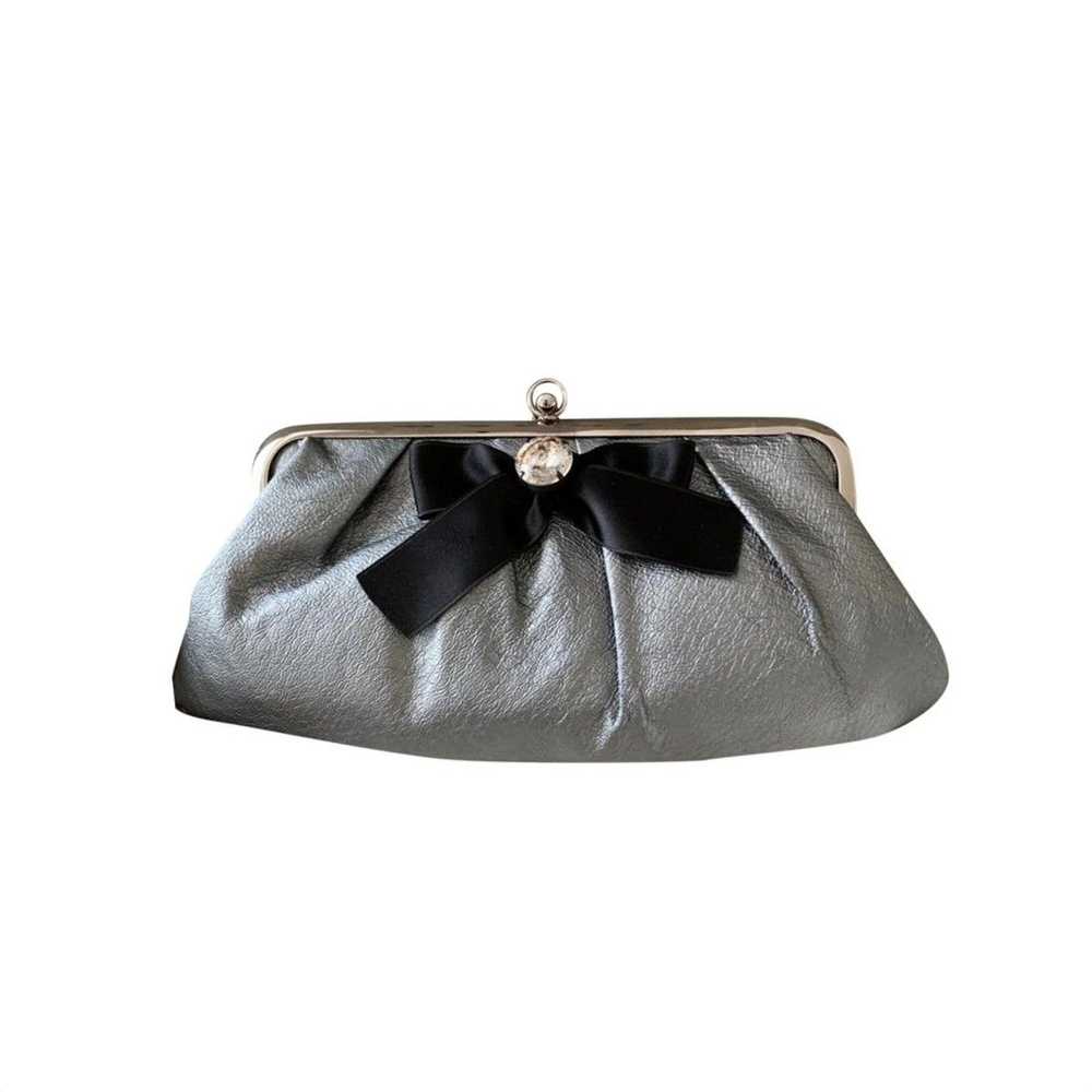 Marni Marni silver leather clutch bag black bow e… - image 1