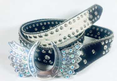 1930's studded horseshoe kidney belt with red jewel t… - Gem